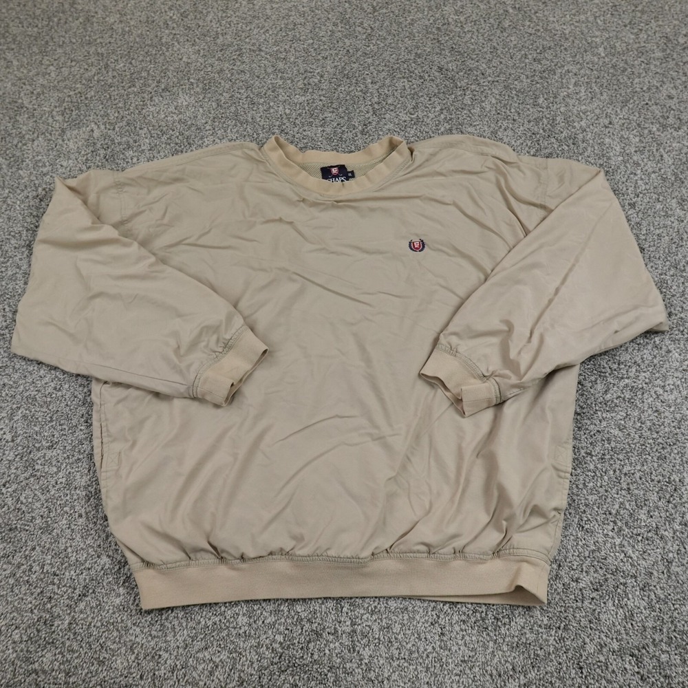 VTG Chaps Ralph Lauren Jacket Mens XL Beige Crest Lined Golf Windbreaker 90s Y2K